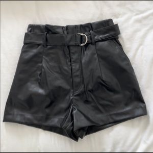 H&M black faux leather shorts. Size 2